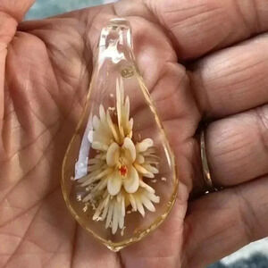 Amber GLOW IN THE DARK Murano Glass Teardrop Necklace Pendant NWT